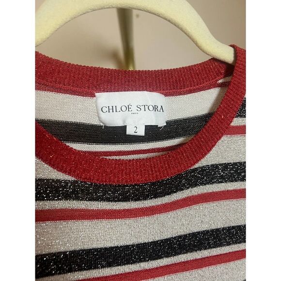 Chloe Stora Striped Sparkle Sweater Sz. 2 (US M) - Picture 2 of 10